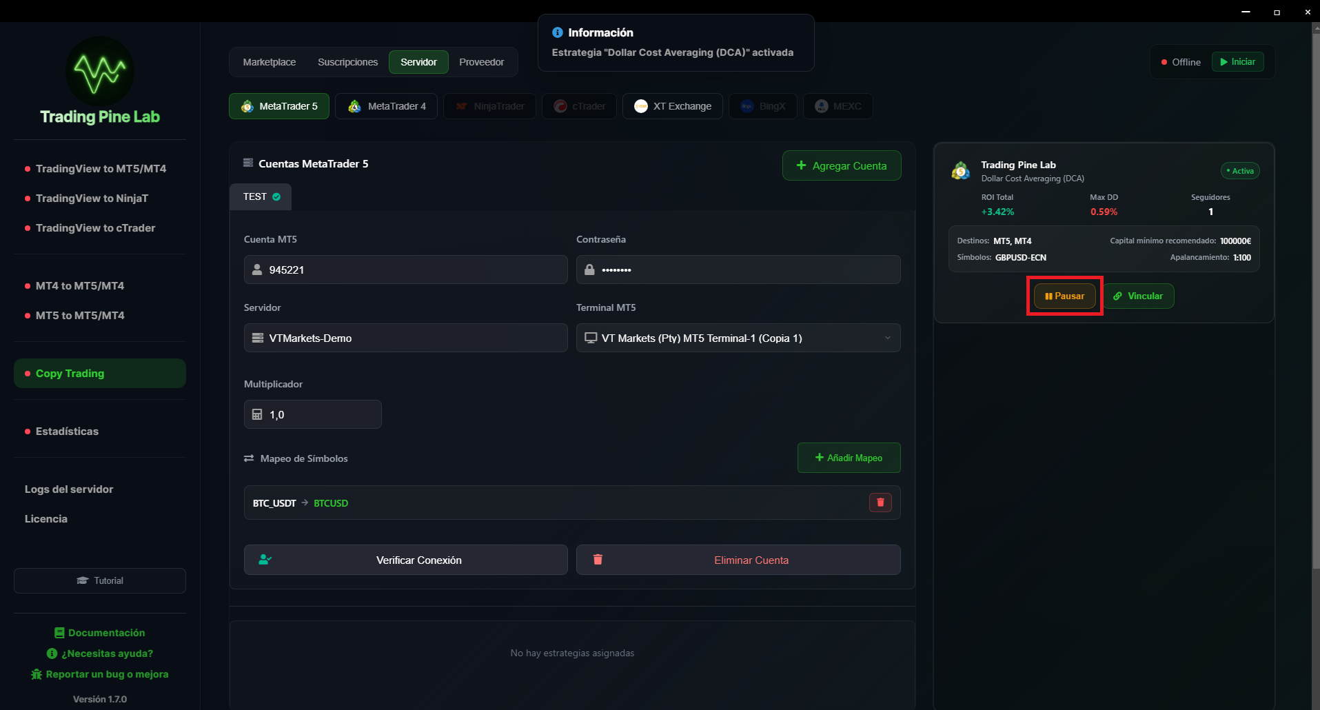 Lista de suscripciones