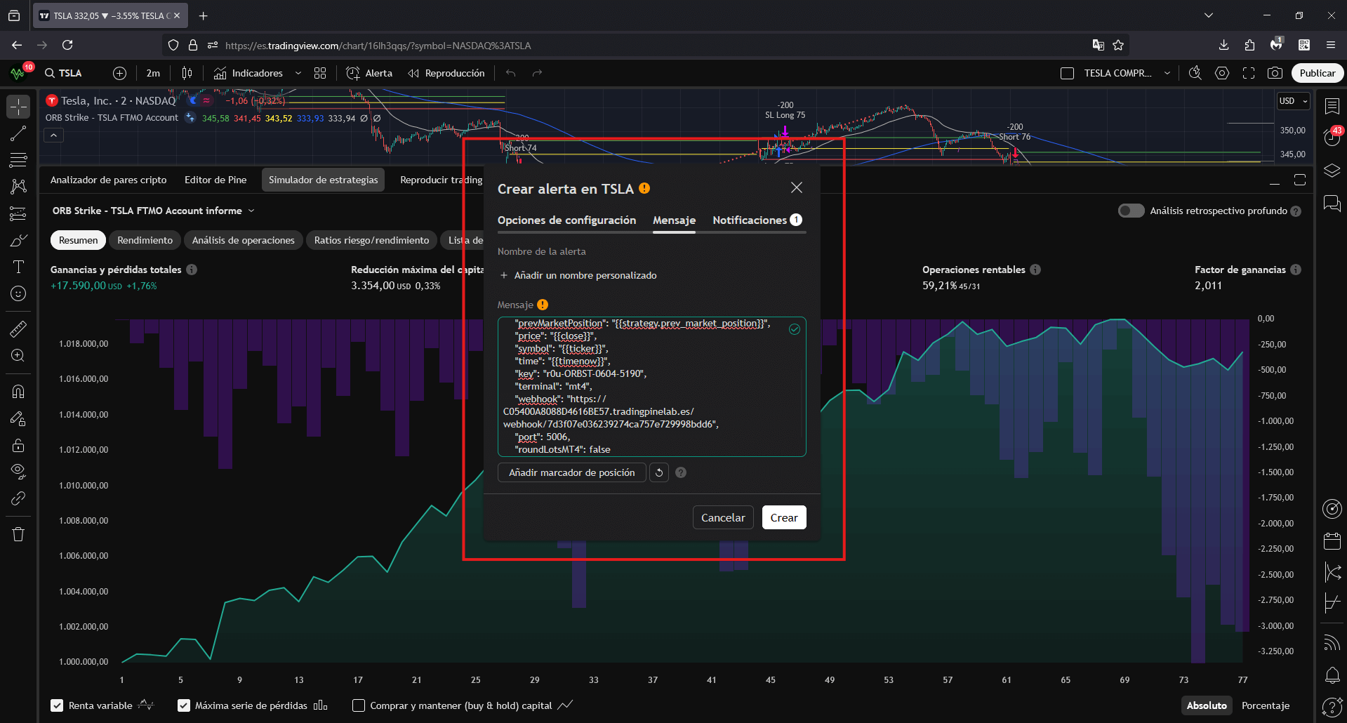 Ustawienia alertów TradingView